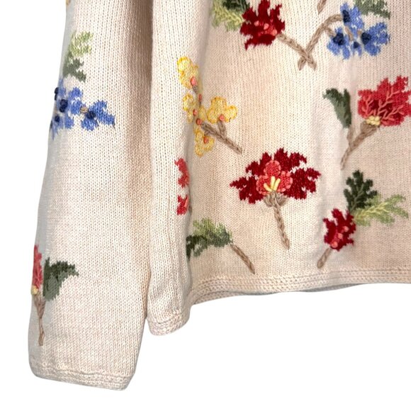 Vintage | Talbots | L | Floral Embroidered Cardigan Sweater | Cottagecore | Y2K - Picture 2 of 16
